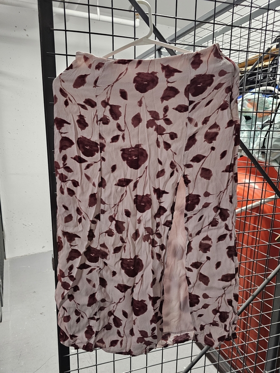 Dynamite Dresses & Skirts - Dynamite Light Pink Midi Skirt with Burgundy Floral Pattern